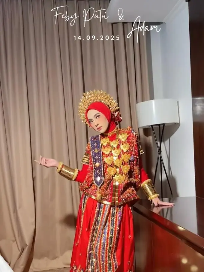 Gaya Feby Putri di Malam Mappacci, Tampil Menyala dengan Baju Bodo Merah dan Aksesori Emas