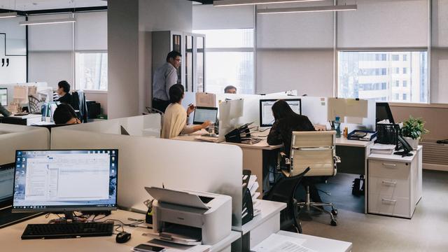 Ilustrasi bekerja, kantor, etos kerja