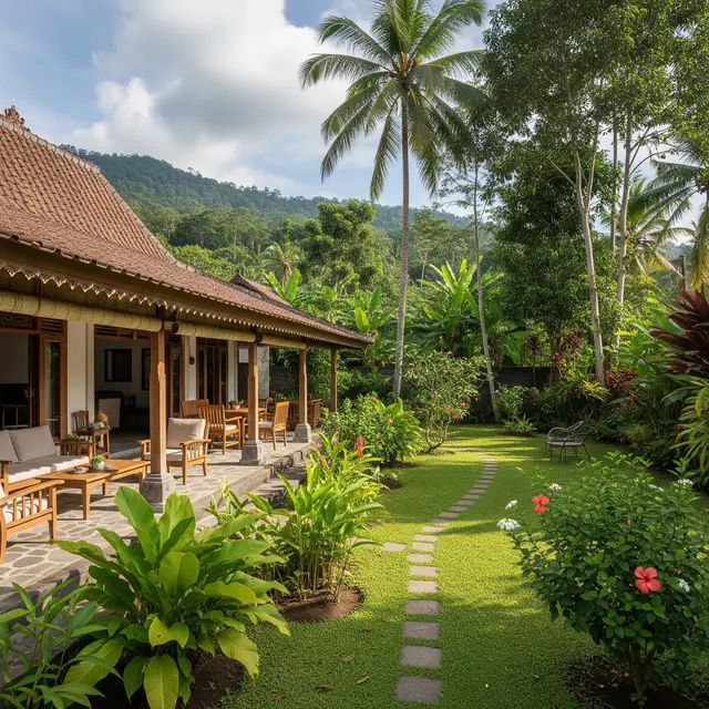 Contoh Rumah Sederhana untuk Hari Tua dengan Halaman Belakang Luas untuk Kebun Santai