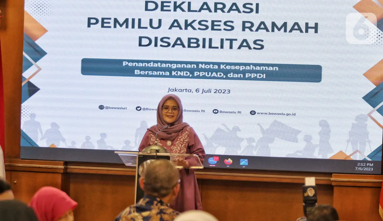 Deklarasi ini bertujuan untuk pencegahan, pengawasan, dan menindaklanjuti segala pelanggaran yang terjadi pada hak-hak politik disabilitas pada Pemilu Serentak Tahun 2024 secara inklusif. (Liputan6.com/Angga Yuniar)