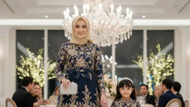 Ilustrasi Model Gamis Brokat Couple Ibu dan Anak/Gemini AI