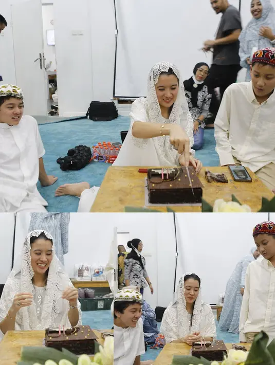 Ia mengenakan blouse elegan yang dipadukan dengan kerudung lace, menambah kesan menawan dan bersahaja.  Wajahnya semakin memancarkan kecantikan alami dengan riasan bernuansa pink yang segar dan flawless.  [@marcella.zalianty].