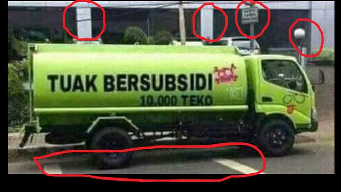 Cek Fakta  menelusuri foto mobil tangki tuak bersubsidi