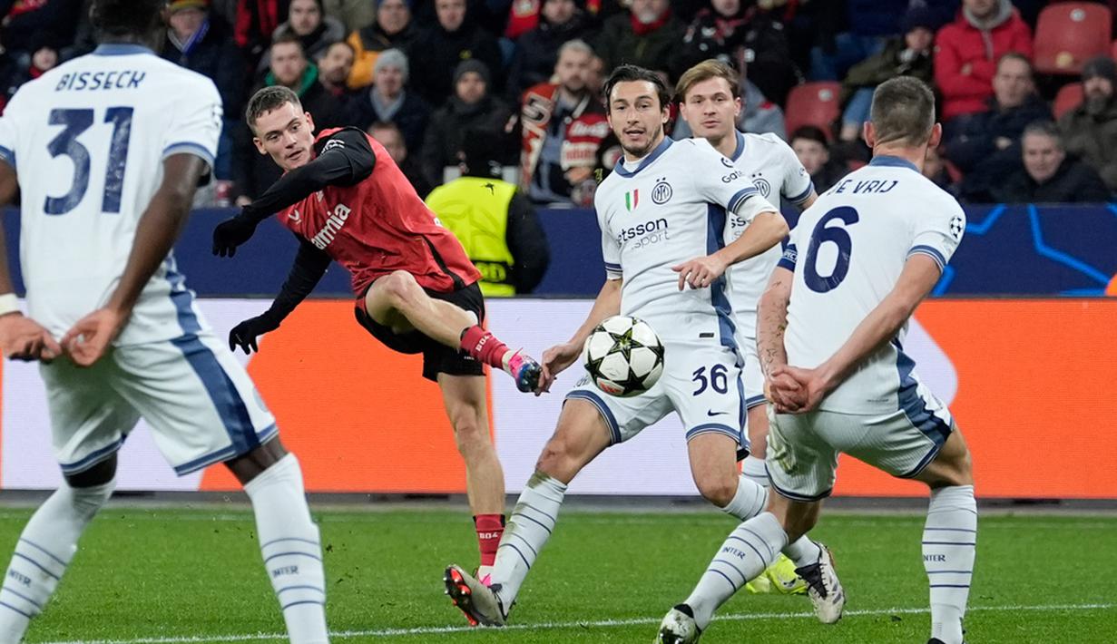 Sepanjang laga, Bayer Leverkusen tampil jauh lebih dominan. Pasukan Simone Inzaghi tidak bermain sebaik biasanya. Bahkan mereka tidak banyak mengancam. (AP Photo/Martin Meissner)