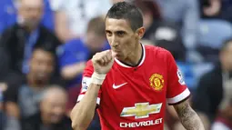 9. Angel di Maria (2014-2015) - Dari Real Madrid ke Manchester United dengan nilai transfer: 67,5 juta poundsterling. Nilai saat ini menurut data inflasi: 121,4 juta poundsterling. (AFP/Ian Kington)