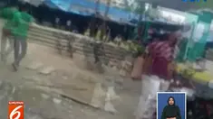 Dinding bangunan rumah sakit retak akibat gempa. Namun, kondisi gedung rumah sakit masih layak huni.
