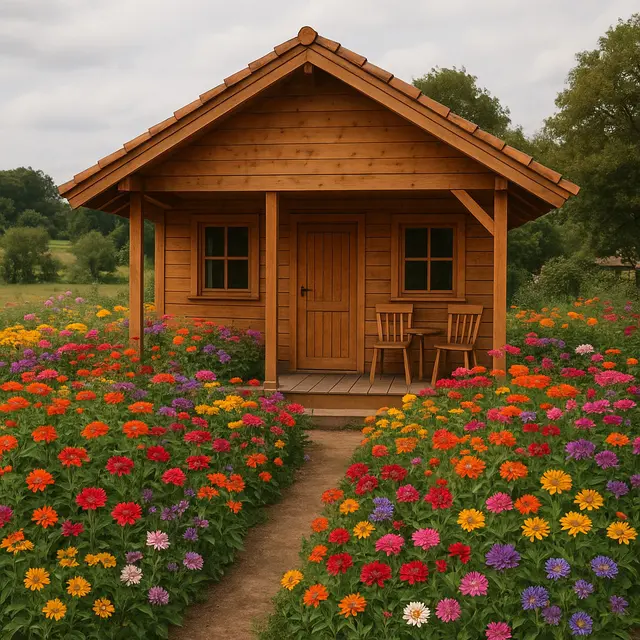 Inspirasi Rumah Sederhana dengan Taman Bunga di Desa