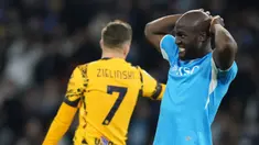 Inter Milan meraih hasil imbang saat bertandang ke markas Napoli pada laga lanjutan Liga Italia di Stadion Diego Armando Maradona, Naples, Italia, Minggu (2/3/2025) dini hari WIB. (Alfredo Falcone/LaPresse via AP)