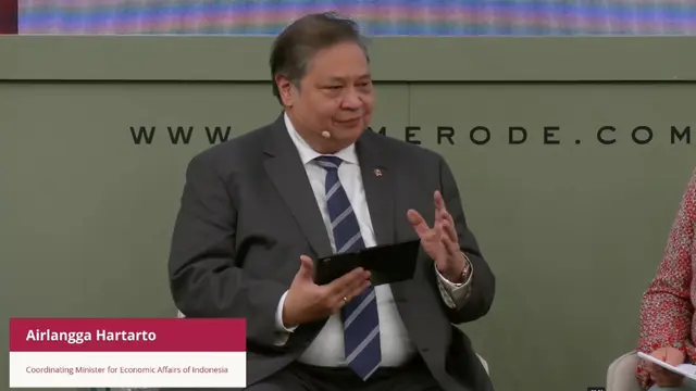 Menko Bidang Perekonomian Airlangga Hartarto dalam acara Brussels Economc Security Forum (BESF), di Brussel, Belgia, Jumat (5/6/2026). (Foto: Liputan6.com/Tira Santia)