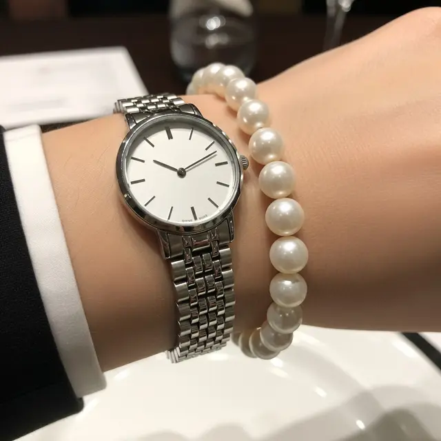 Gaya Padu Padan Jam Tangan Elegan dengan Gelang Mutiara Modern