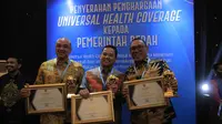 Pemkot Tangerang meraih penghargaan dari BPJS Kesehatan yang dibagikan di Balai Sudirman Jakarta, Selasa (14/03/2023).