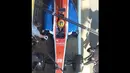 Mobil Manor Racing  (MRT05) yang dikendarai Rio Haryanto saat berada di pit sebelum melintir di tikungan 4 Sirkuit Catalunya, Barcelona, Spanyol, Kamis (25/2/2016) dalam sesi terakhir tes pramusim F1. (Bola.com/Twitter)