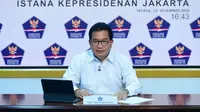 Juru Bicara Satgas COVID-19 Wiku Adisasmito meyakinkan pemerintah pastikan vaksin Corona akan tersedia untuk seluruh masyarakat Indonesia saat konferensi pers di Kantor Presiden, Jakarta, Selasa (15/12/2020). (Biro Pers Sekretariat Presiden)