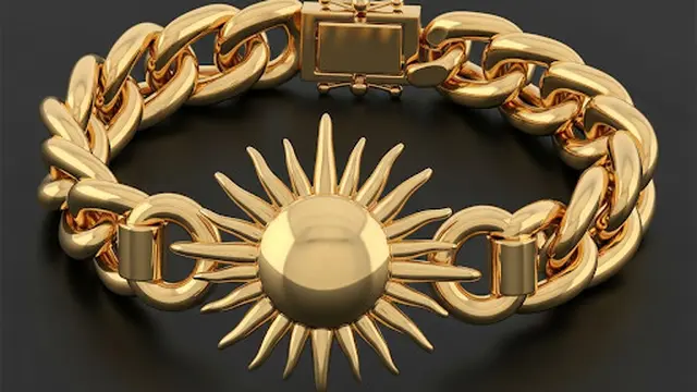 Gelang Rantai Tebal dengan Liontin Matahari