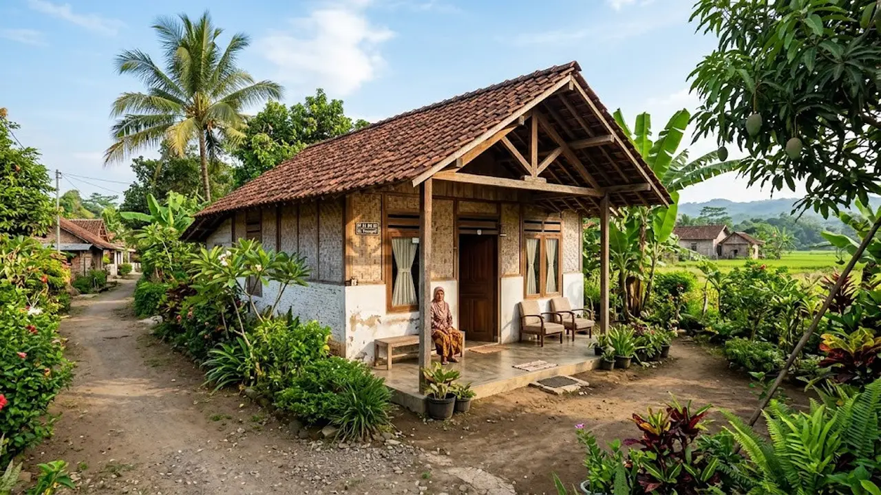 Model Rumah Desa Sederhana tanpa Pagar tetapi Tetap Privat