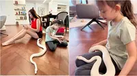 Momen Arabella anak Aura Kasih berani main bareng ular. (sumber: Instagram/aurakasih)