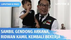 Ridwan Kamil pada Senin (06/06) mulai kembali berdinas setelah sebelumnya izin cuti untuk mencari Eril di Swiss. Kang Emil terlihat datang ke kantornya membawa serta putra bungsunya Arkana Aidan Misbach.