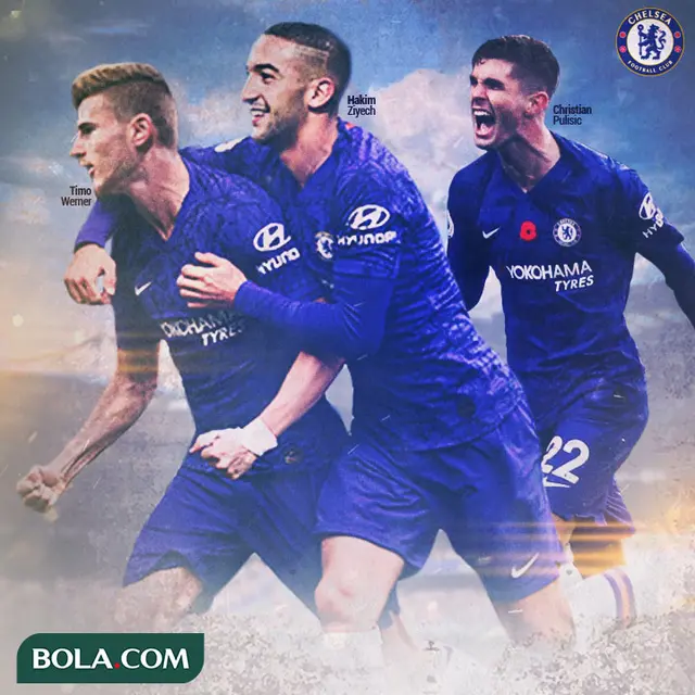 Chelsea FC - Timo Werner, Hakim Ziyech, Christian Pulisic