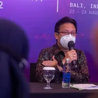 Menteri Kesehatan RI Budi Gunadi Sadikin saat konferensi pers '3rd Health Working Group G20' di Hilton Resort, Nusa Dua, Bali pada Senin, 22 Agustus 2022.(Dok Kementerian Kesehatan RI)