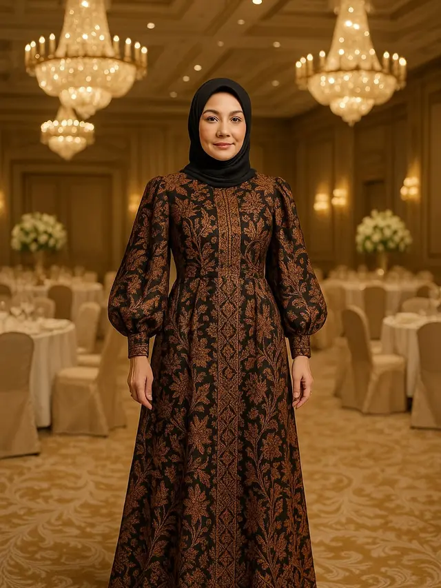 Model Gamis Batik Elegan untuk Wanita Usia 40 Tahun/AI