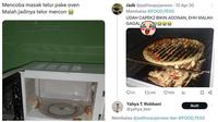 Potret Penampakan Makanan Gagal di Dalam Oven. (Sumber: X/@jaditsopojarwoo/@alfiathur)