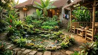 7 Konsep Ide Pekarangan yang Menggabungkan Kolam, Kebun dan Area Santai