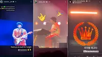 Unggahan Para idola K-Pop soal konser Bruno Mars di Korea Selatan. (Instagram)