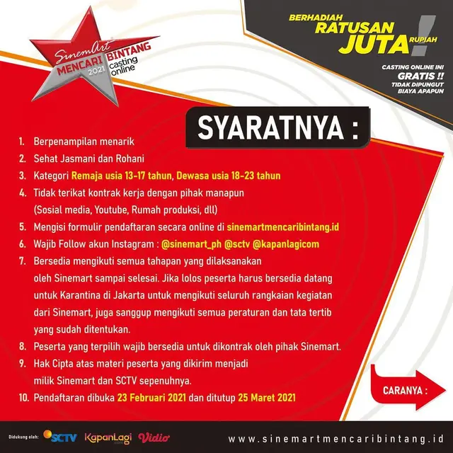 Casting Online Sinemart Mencari Bintang Segera Dimulai