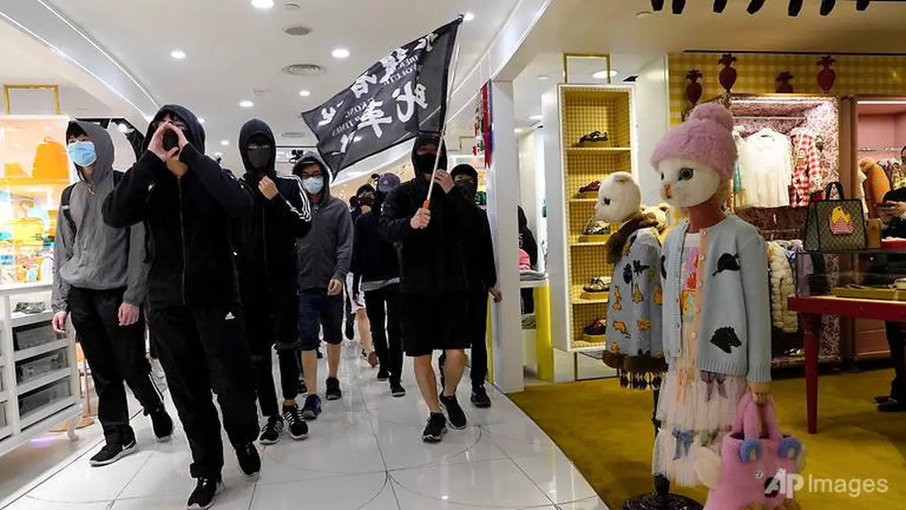 Aksi demonstrasi di Hong Kong pada hari Natal.