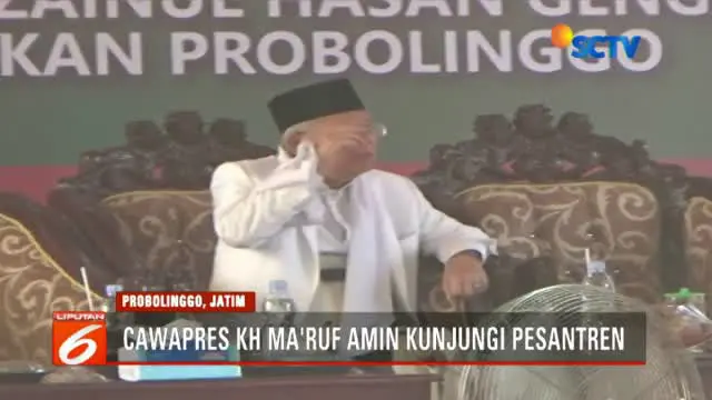 Ribuan santri pondok pesantren itu juga telah menanti kedatangan cawapres nomor urut 01.