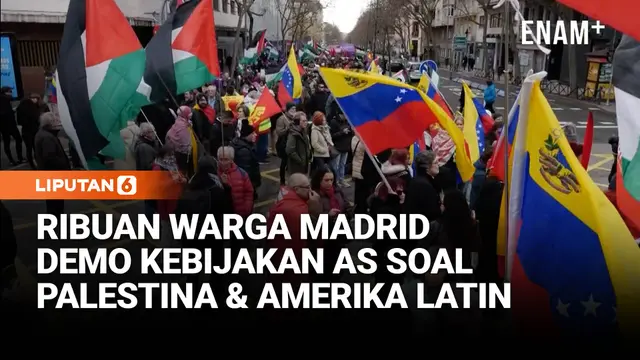 Ribuan Warga Madrid Gelar Aksi Protes Kebijakan AS Terkait Timur Tengah dan Amerika Latin