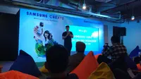 Samsung workshop bertema Immersive Video Story Telling dengan teknologi video 360 di Jakarta Creative Hub, Sabtu (9/9/2017). Liputan6.com/ Agustin Setyo W
