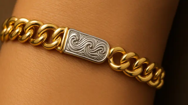 Model Gelang Emas Motif Ombak 5 Gram yang Cocok untuk Tangan Berisi/Ilustrasi gambar AI