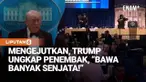 Presiden Amerika Serikat Donald Trump memberikan keterangan kepada wartawan di Gedung Putih setelah dirinya bersama sejumlah pejabat tinggi AS dievakuasi dari acara makan malam tahunan koresponden Gedung Putih, Sabtu malam. Evakuasi dilakukan menyusu...