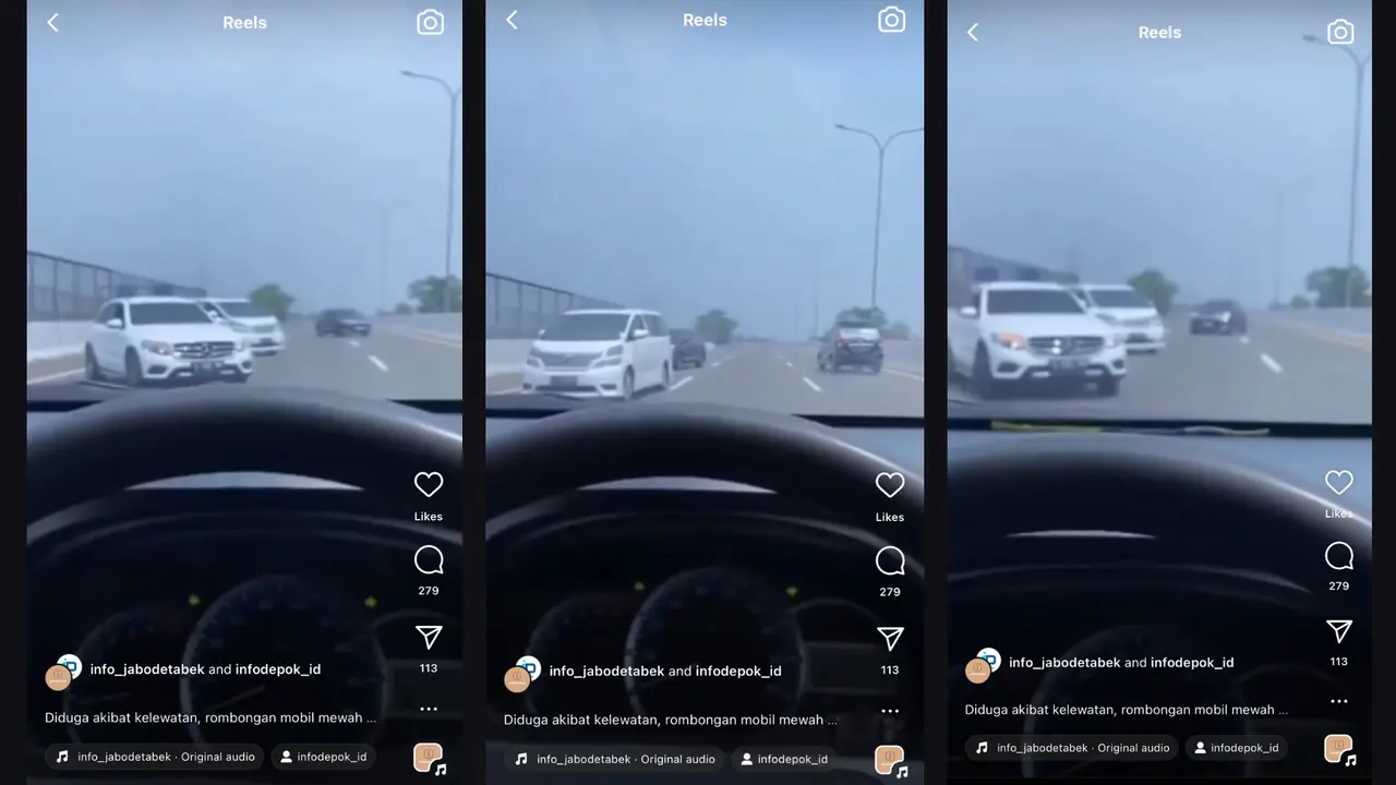 Rombongan Mobil Mewah Putar Balik di Tol Depok Antasari