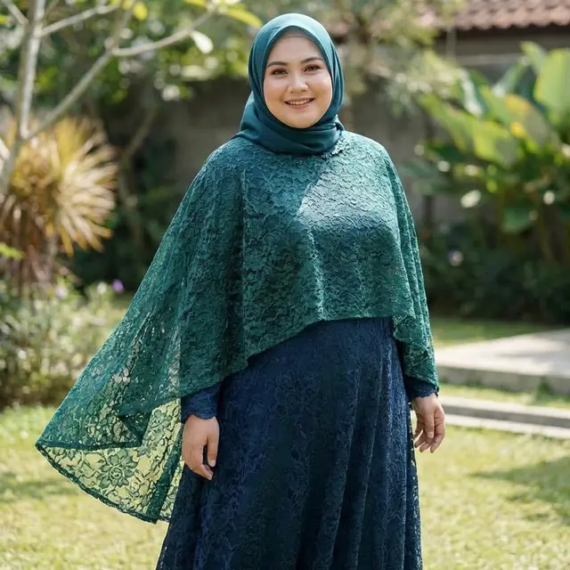 Model Gamis Brokat Buat Orang Gemuk