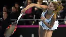 Camila Giorgi mempunyai tinggi badan 168 cm dan mulai bermain di kanacha tenis profesional sejak tahun 2006. (AFP/Anne-Christine Poujoulat)