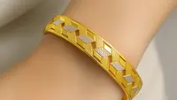 Model Gelang Emas Bangle Geometris Modular (Dual-Tone) 5 Gram 18 Karat/AI