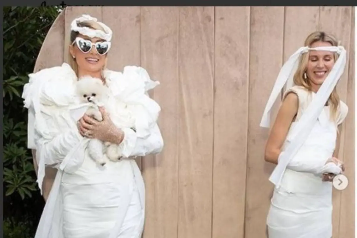 Gelar Acara Makan Siang Jelang Nikah, Paris Hilton Pakai Gaun dari Tisu Toilet