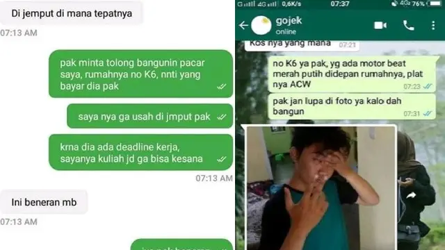 bangunin pacar pakai ojol