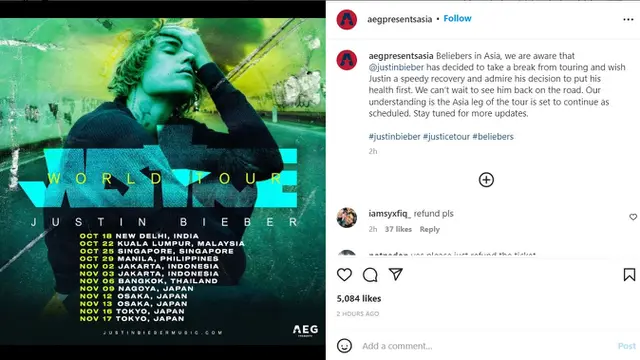 Unggahan AEG Presents Asia. (Instagram/ aegpresentsasia)
