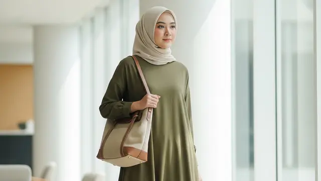 Outfit Minimalis Gamis untuk ke Kantor dan Acara Santai (Image by Gemini AI)