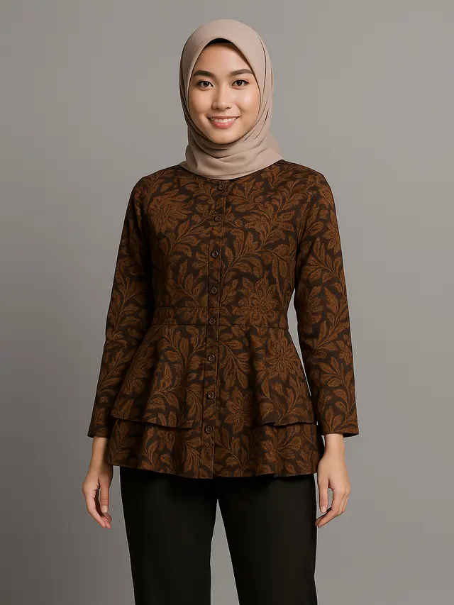 9 Model Atasan Batik Peplum, Bikin Tampilan Jadi Fashionable dan Elegan (sumber:AI)