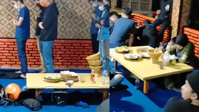 Video viral kumpulan pemuda menjalankan ibadah salat di tempat makan seusai buka puasa.