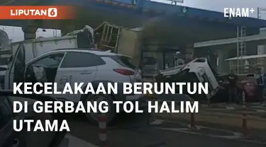 Beredar video viral terkait kecelakaan beruntun di jalan tol. Kecelakaan tersebut terjadi di Gerbang tol Halim Utama, Bekasi. Rabu (27/3/2024)