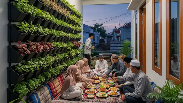 Teras Vertikal dengan Taman Dinding