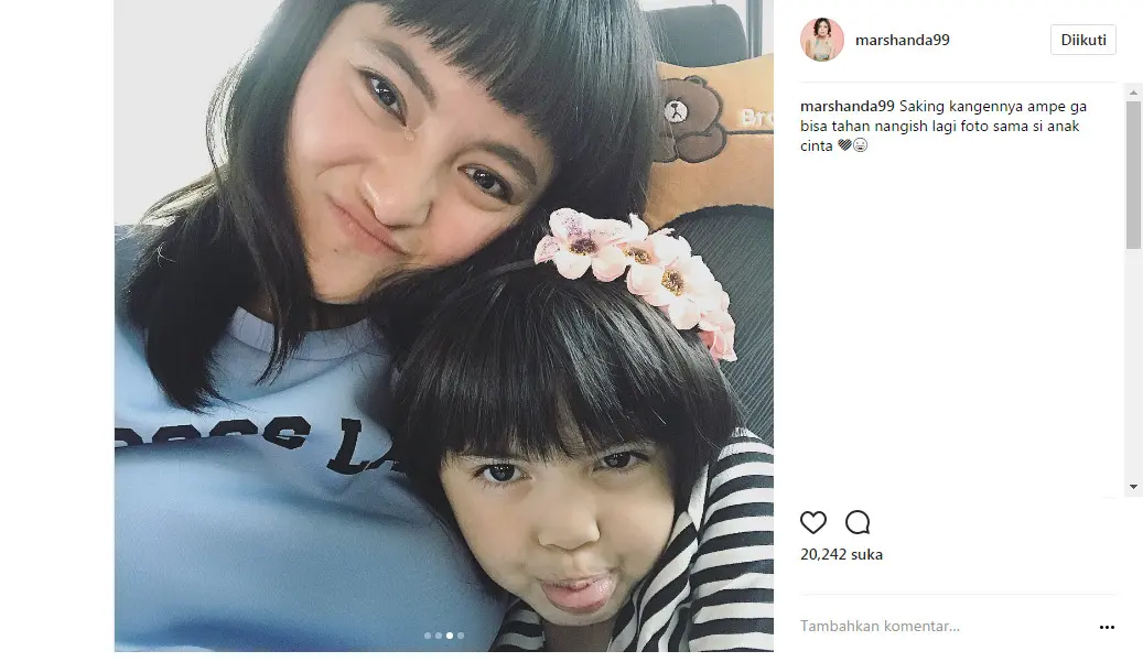 Marshanda menangis bisa bertemu anaknya (Foto: Instagram)