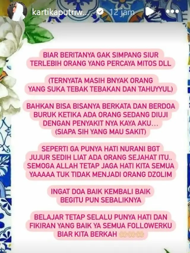 Kartika Putri kena ruam di wajahnya (Instagram/kartikaputriworld)