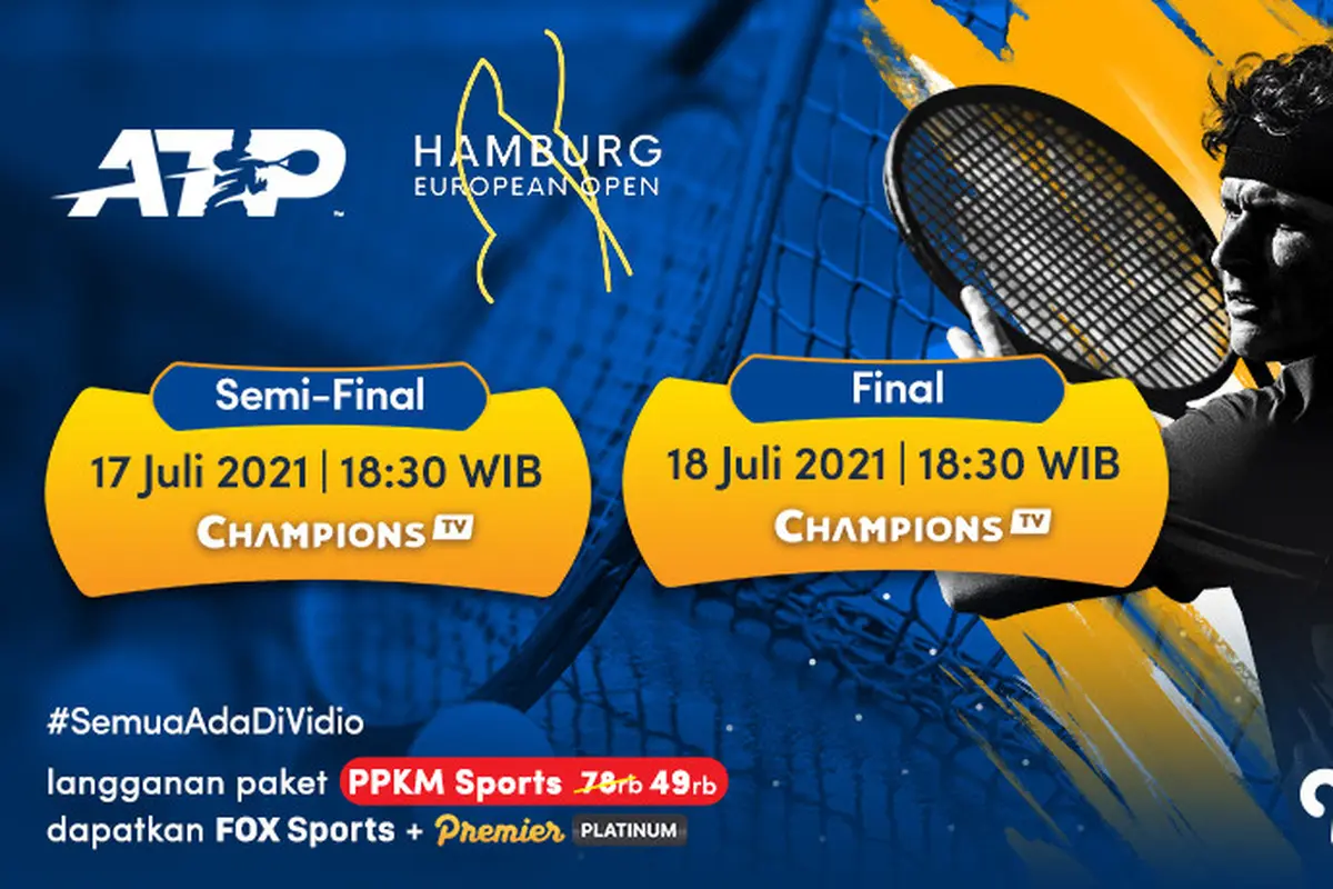 Jadwal dan Link Live Streaming ATP 500 Hamburg European Open di Vidio, 17-18 Juli 2021