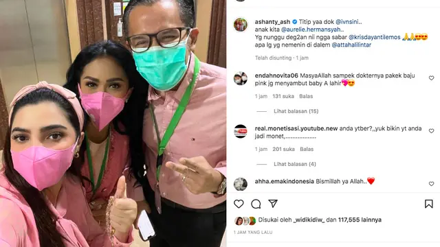 Ashanty dan Krisdayanti Kompak Kenakan Baju Warna Pink Sambut Anak Aurel Hermansyah. (instagram.com/ashanty_ash)